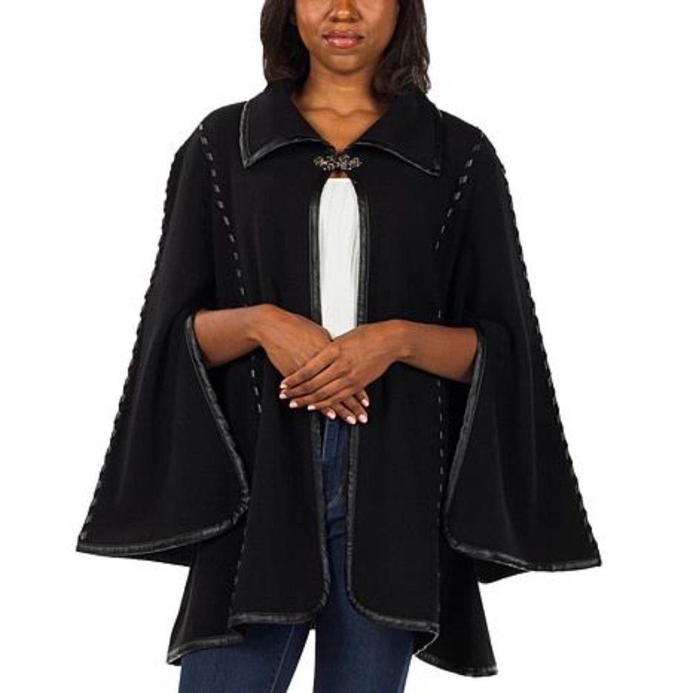 Patricia Nash Vintage Group Sleeved Cape Black One Size NWT - Picture 1 of 12